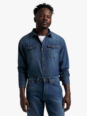 Men's Dark Wash Denim Shirt