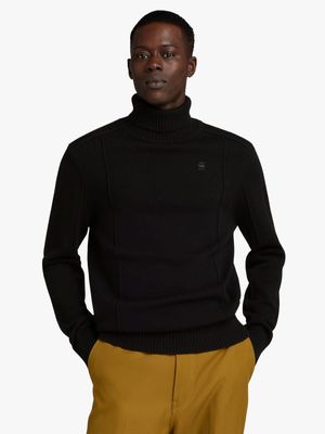 G-Star Men's Structure Turtle Knitted Dark Black Sweater