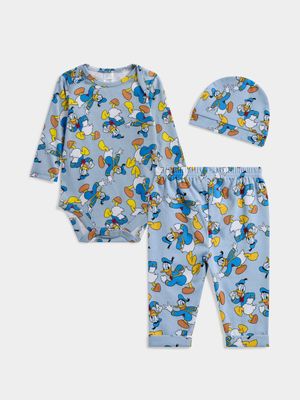 Jet Infant Boys Light Blue 3 Piece Donald Duck Gift Set