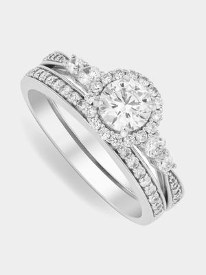 Cheté Sterling Silver & Cubic Zirconia Delicate Halo Twinset Ring