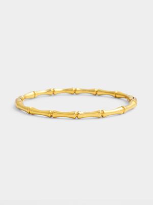 Stainless Steel 18ct Gold Plated Waterproof Bamboo Bangle