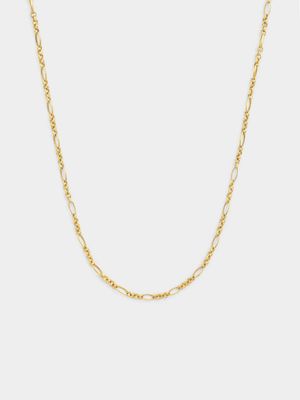 Yellow Gold & Sterling Silver 3+1 Oval Figaro Chain