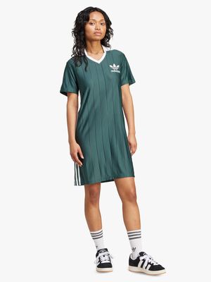 adidas Originals Women's Adicolor 3-Pinstripe Green Dress