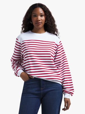 Jet Women's Red/White Striped Active Top