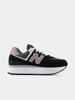 New Balance Women's 574 Black/Pink Sneaker