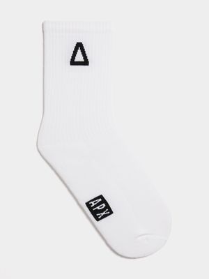 Mens APX Branded Rib With Logo Black Sock