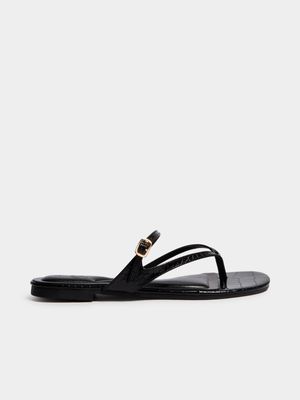 Croc Square Toe Thong Sandals
