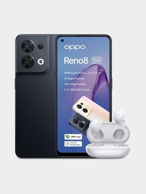 OPPO RENO8 5G BLACK DS + WIRELESS EARPODS