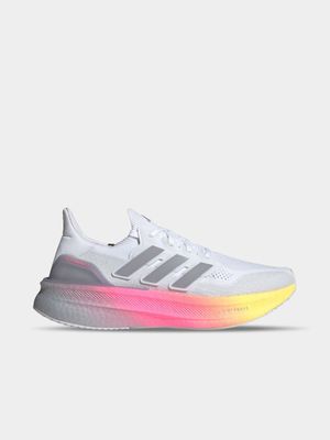 Mens adidas Ultraboost 5 White/Grey/Pink Running Shoes