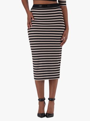 Women's Steve Madden Black Co-Ord Kinsley Striped Bodycon Skirt