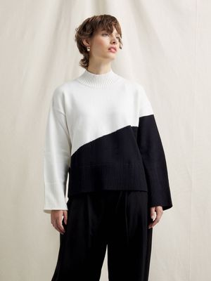 Women's Canvas Colourblocked Jumper Black & White