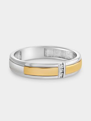 Yellow Gold & Sterling Silver Lab Grown Diamond Trio Ring