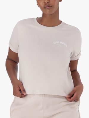 Women's Steve Madden Champagne Co-Ord Pamala Basic Logo T-Shirt