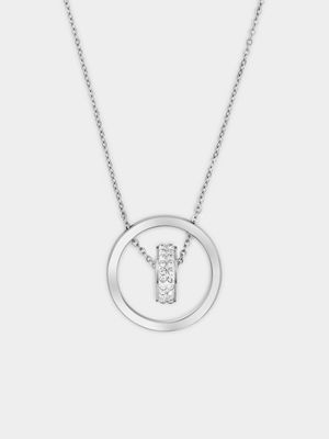 Tempo Jewellery Stainless Steel Cubic Zirconia Interlocking Circle Pendant
