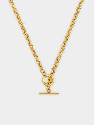 Tempo Jewellery Gold Plated Stainless Steel T-Bar Rolo Chain