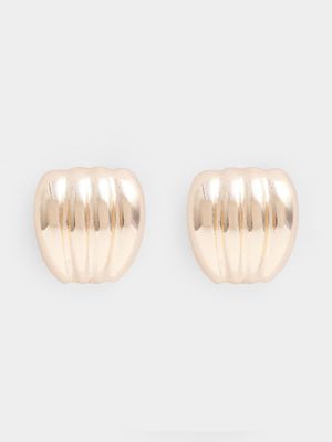 Curved Ridge Stud Drop Earrings