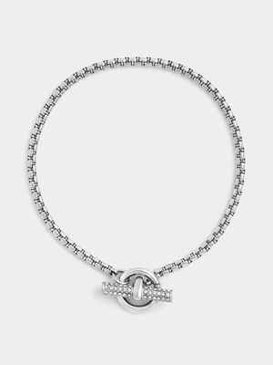 Tempo Jewellery Stainless Steel Cubic Zirconia T-Bar Bracelet