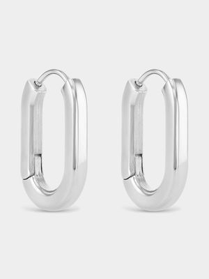 Tempo Jewellery Stainless Steel Paperclip Oval Hoop Earrings