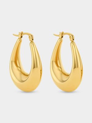 Tempo Jewellery Gold Plated Stainless Steel Bold Oval Hoop Earrings