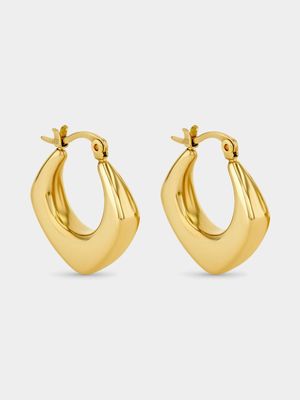 Tempo Jewellery Gold Plated Stainless Steel Square Hoop Earrings