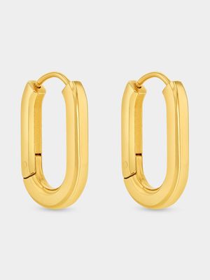 Tempo Jewellery Gold Plated Stainless Steel Paperclip Oval Hoop Earrings