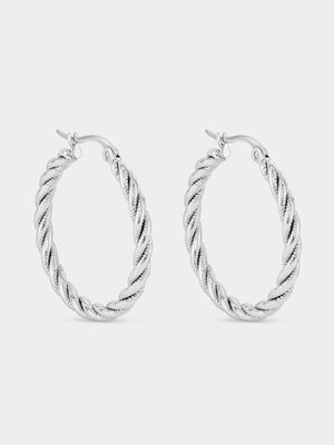 Tempo Jewellery Stainless Steel Twisted Hoop Earrings