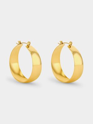 Tempo Jewellery Gold Plated Stainless Steel Bold Hoop Earrings