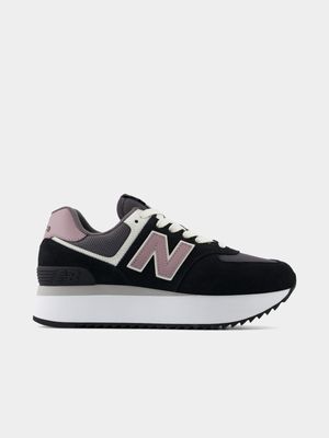 New Balance Women's 574+ Black/Pink Sneaker