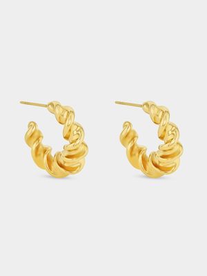 Tempo Jewellery Gold Plated Stainless Steel Twisted Hoop Earrings