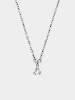 Tempo Jewellery Stainless Steel Cubic Zirconia Open Heart Anchor Necklace