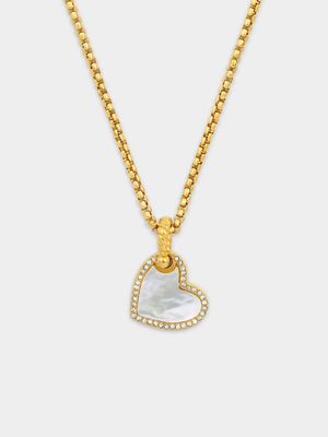 Tempo Jewellery Gold Plated Stainless Steel Mother Of Pearl Heart Necklace