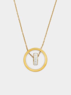 Tempo Jewellery Gold Plated Stainless Steel Cubic Zirconia Interlocking Circle Pendant