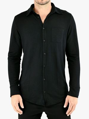 Men's Zeitgeist Black Long Sleeve Terry Fleece Shirt