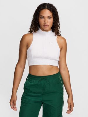 Nike Women's Chill Terry Slim Cropped 1/2-Zip French Terry Tank Top