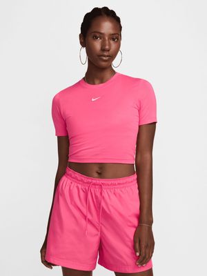 Nike Women's NSW Essential Slim Cropped Pink T-Shirt
