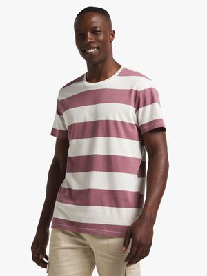 Men's Purple & White Striped T-Shirt