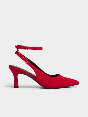 Jet Women's Red Ankle Tie Stilleto Heels