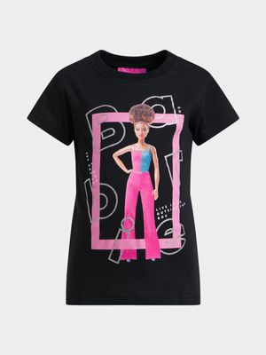 Jet Younger Girls Black Barbie T-Shirt