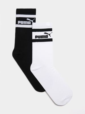 Puma Script Logo Black/White Crew Socks