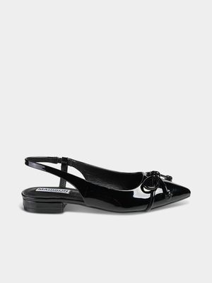Women's Madison Black Bobb Slingback Bow Detail Shoes