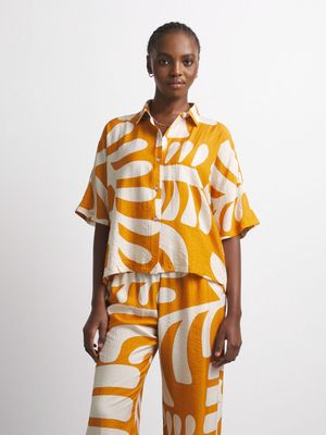 Women's Canvas Co-ord Printed Boxy Shirt