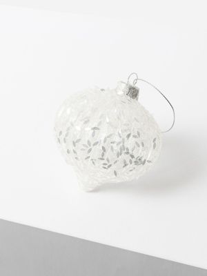 Fluted Onion Bauble Silver 8cm