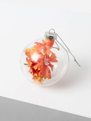 Flower Bauble Orange Red 8cm