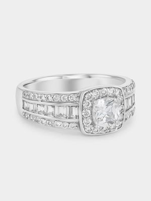 Cheté Sterling Silver Cubic Zirconia Cushion Halo Ring