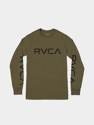 Men's Big RVCA Green Long Sleeve T-Shirt