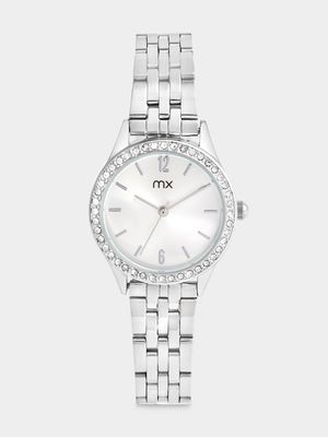 MX Silver Plated Silver Toned Dial Mesh Watch