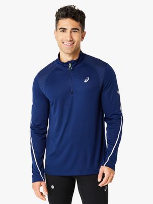 Mens Asics Road Lite-Show 1/2 Zip Blue Top