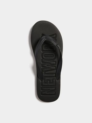 Jet Men's Black Embossed Flip Flop Sandal