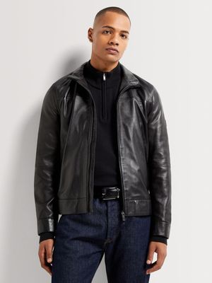 Fabiani Men's Black Leather Jacket