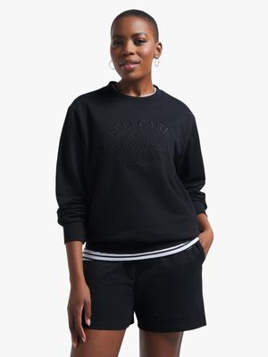 Jet Women's Black Embroidered Active Top